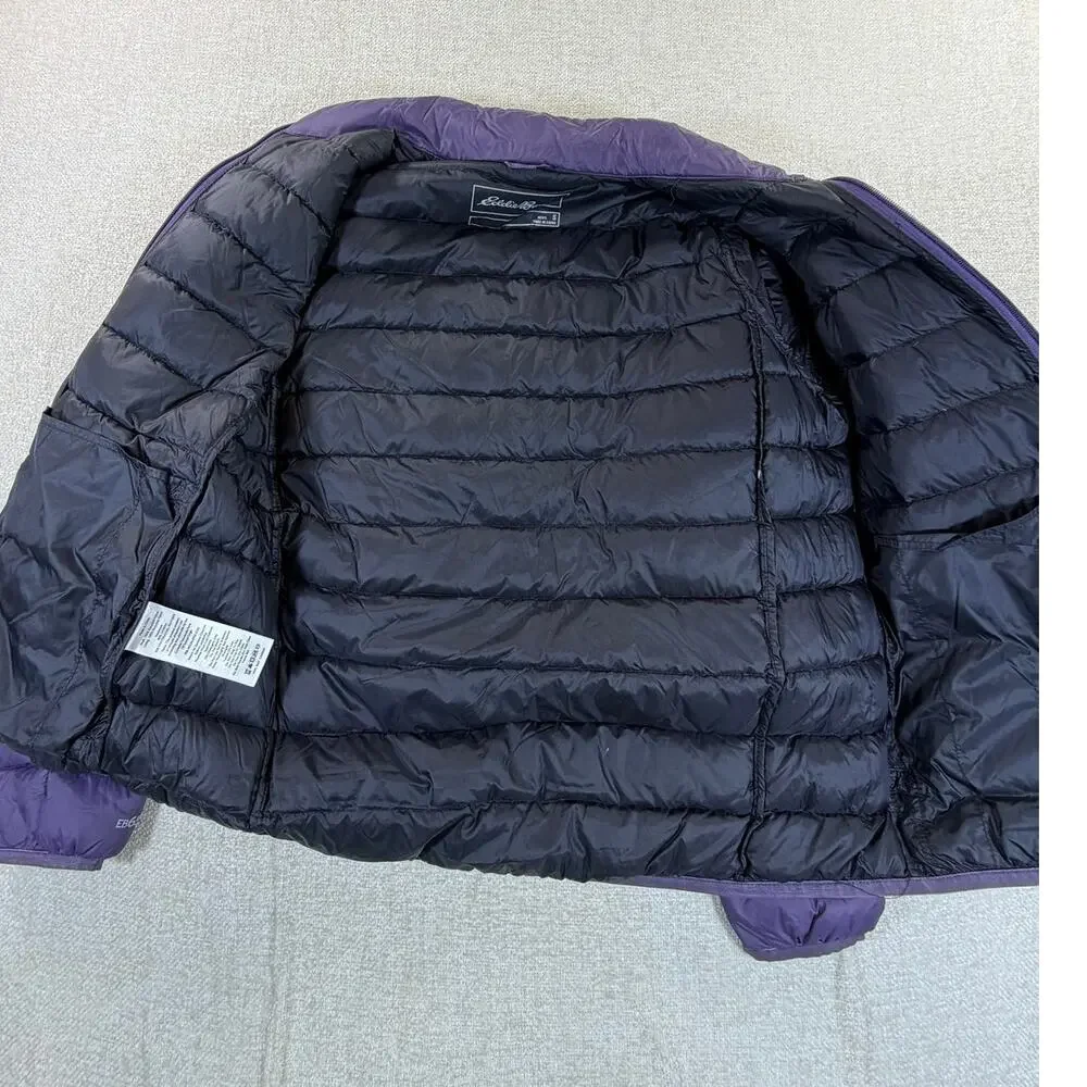 Eddie Bauer Men's Small Purple 80% Down Full Zip Long Sleeve Puffer Jacket Coat